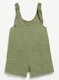Image number 1 showing, Sleeveless Tie-Strap Double-Weave Romper for Girls