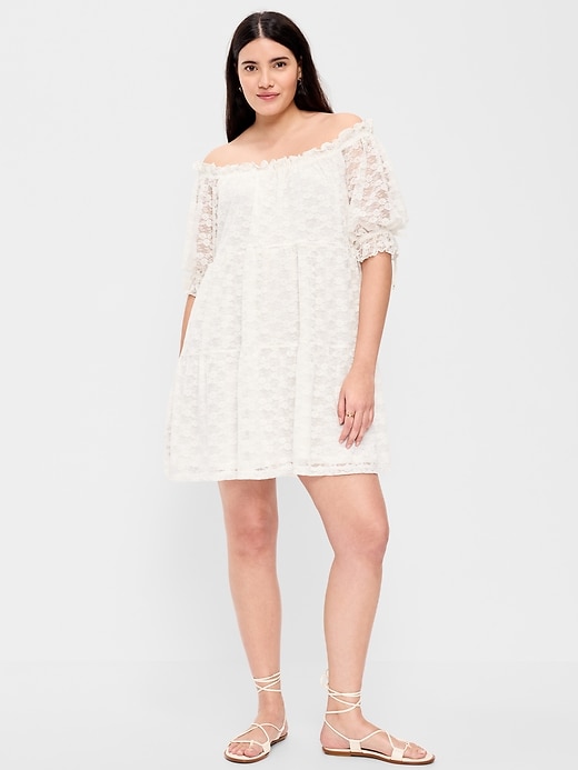 Image number 6 showing, Off-The-Shoulder Lace Mini Dress