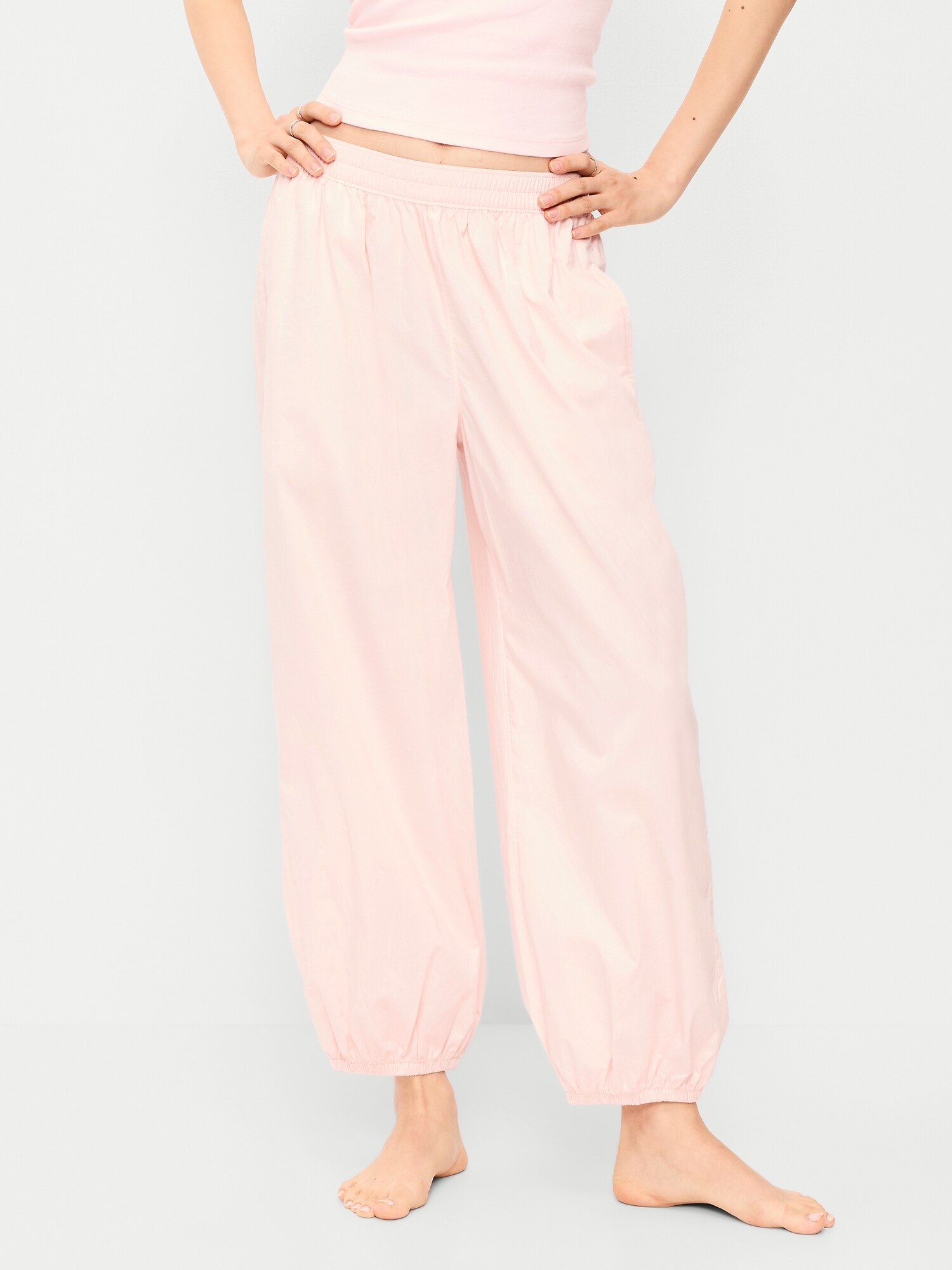 Женские брюки Old Navy Lightweight Pull-On Parachute, цвет: Пастельный розовый — фото 2