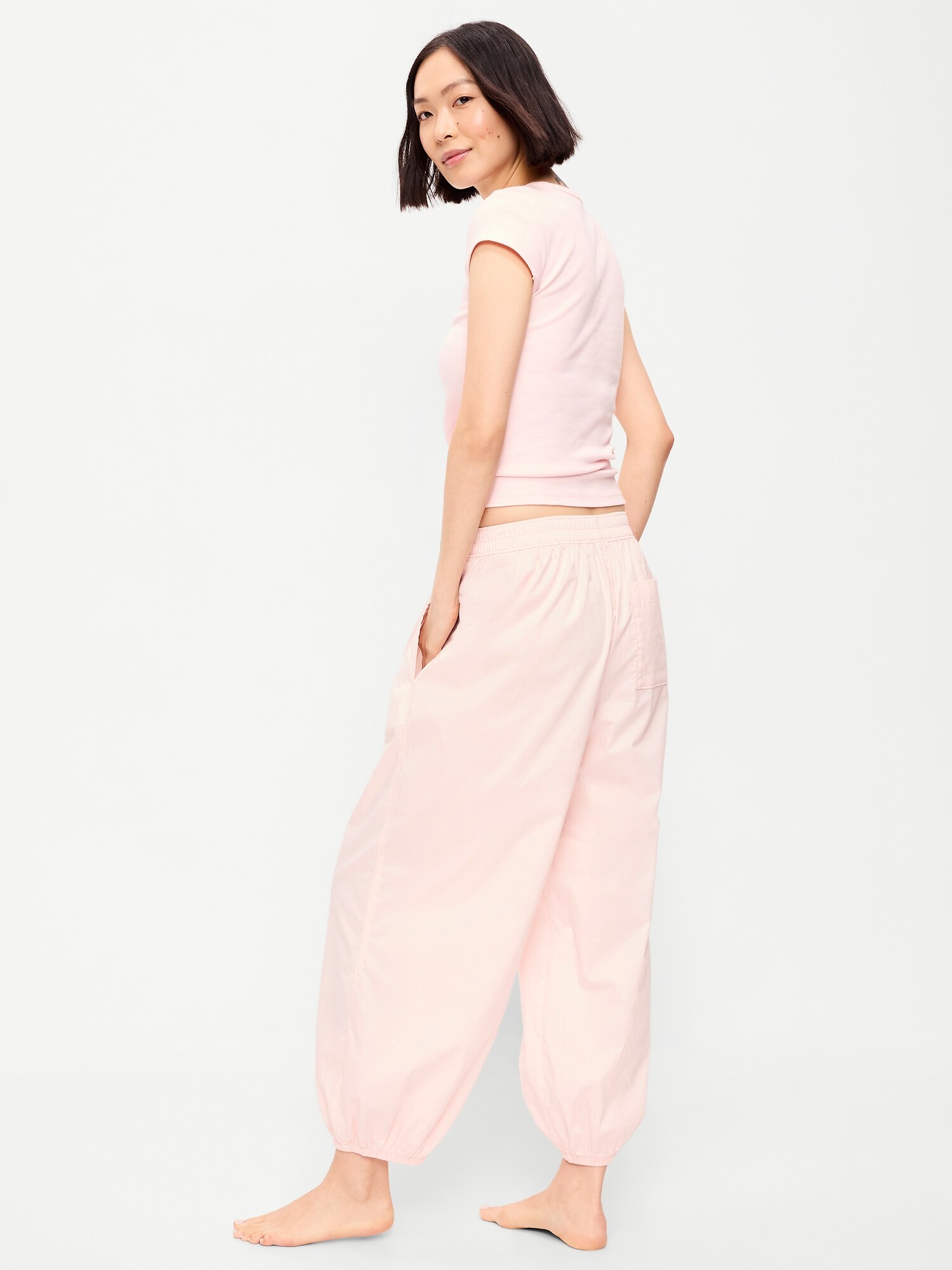 Женские брюки Old Navy Lightweight Pull-On Parachute, цвет: Пастельный розовый — фото 3