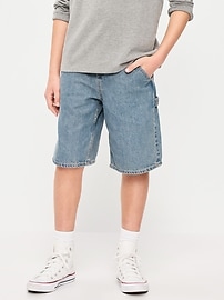 Image number 1 showing, Below Knee Super Baggy Utility Jean Shorts for Boys