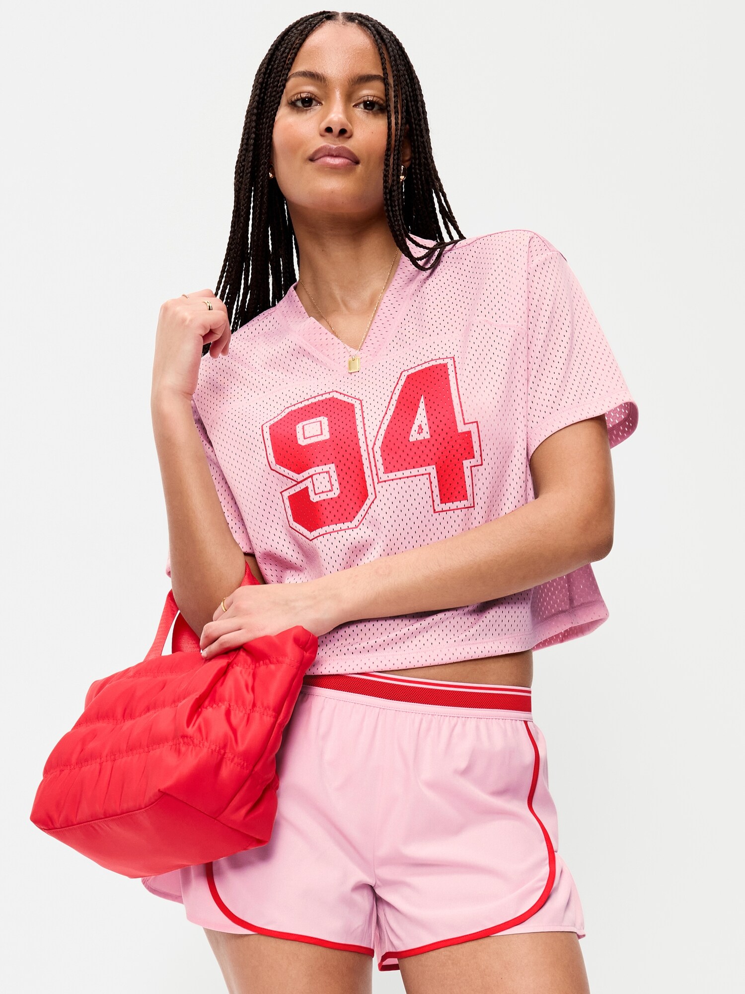 Женская футбольная футболка Old Navy из сетчатого джерси, цвет: Розовый — фото 3