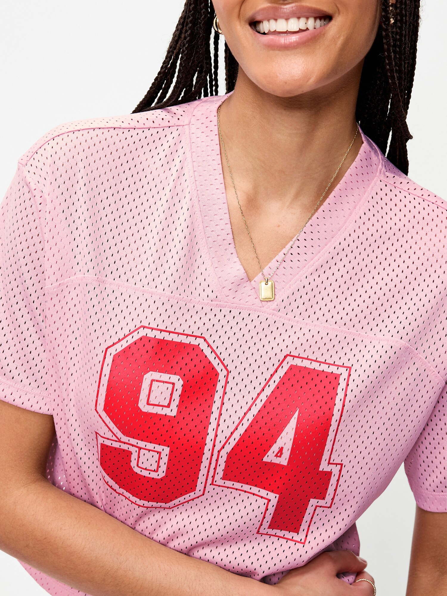 Женская футбольная футболка Old Navy из сетчатого джерси, цвет: Розовый — фото 4