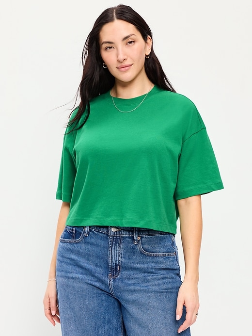 Image number 5 showing, Vintage Crew-Neck Oversized Crop T-Shirt