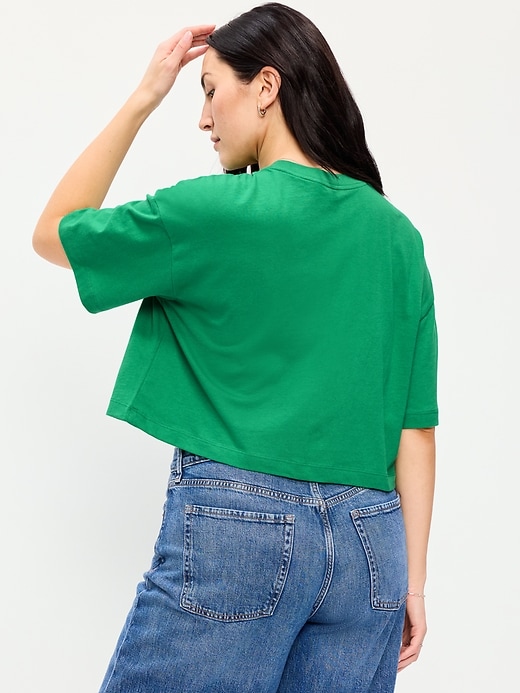 Image number 6 showing, Vintage Crew-Neck Oversized Crop T-Shirt