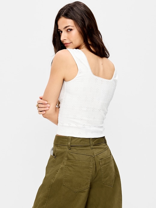 Image number 2 showing, Seamed-Bodice Eyelet Tank Top