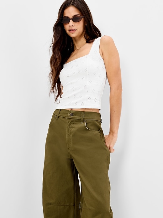 Image number 3 showing, Seamed-Bodice Eyelet Tank Top