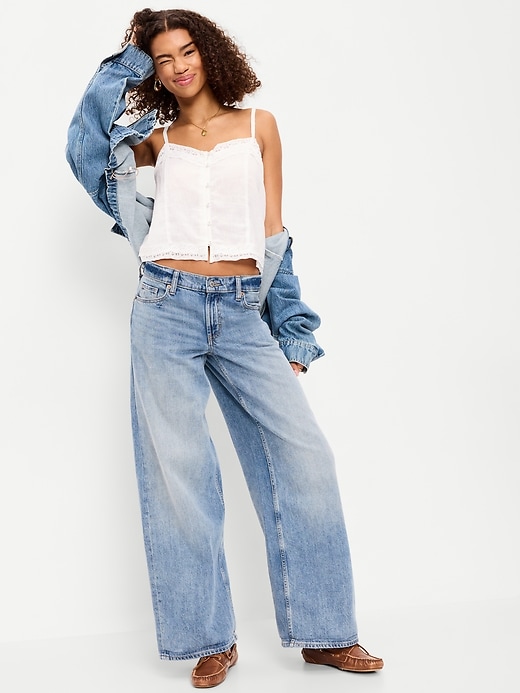 Image number 3 showing, Lace-Trim Linen-Blend Cami Tank Top