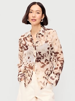 Chiffon Button-Down Shirt - image 3