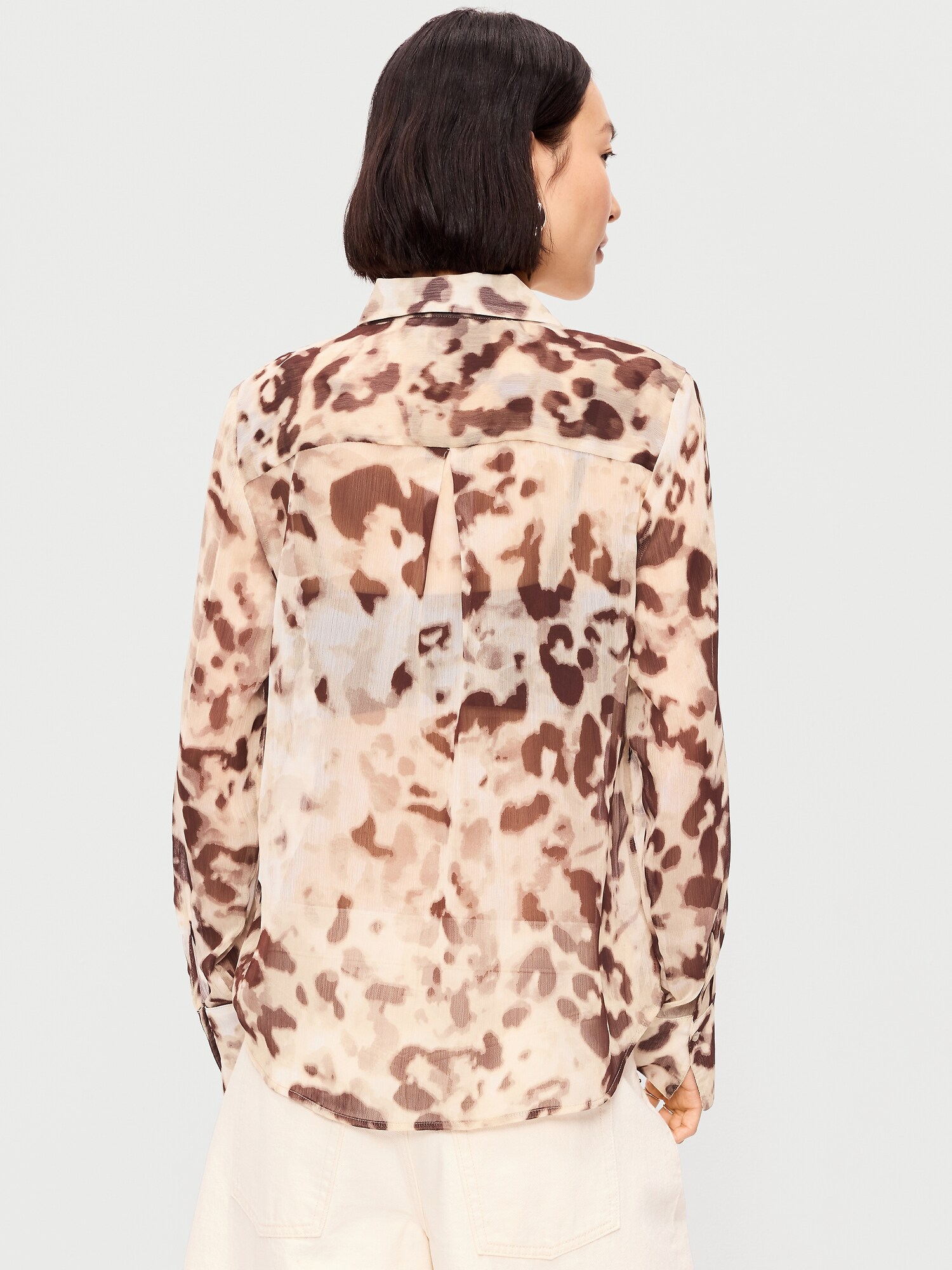 Женская рубашка Old Navy Chiffon Sheer Button-Down, цвет: С принтом — фото 2