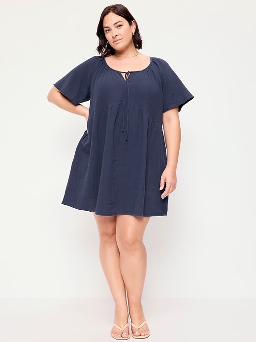 Image number 7 showing, Crinkle Gauze Flutter-Sleeve Mini Swing Dress