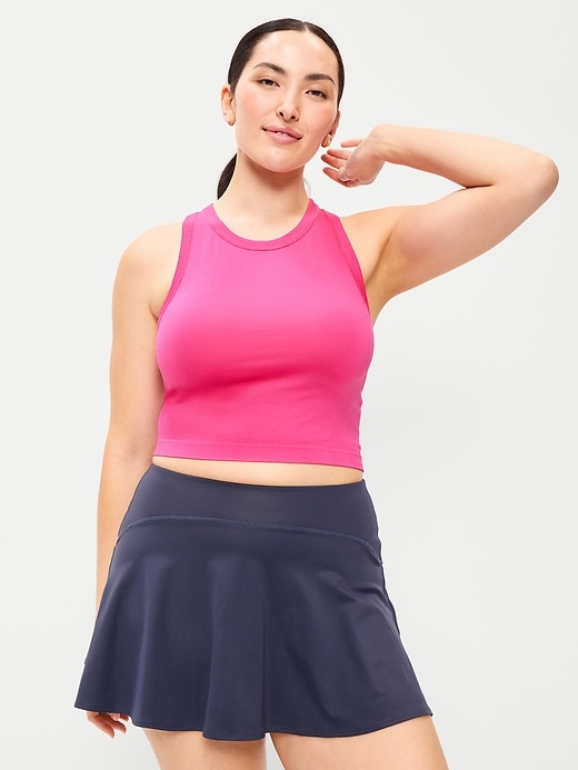 Image number 2 showing, Seamless Fitted High-Neck Crop Top