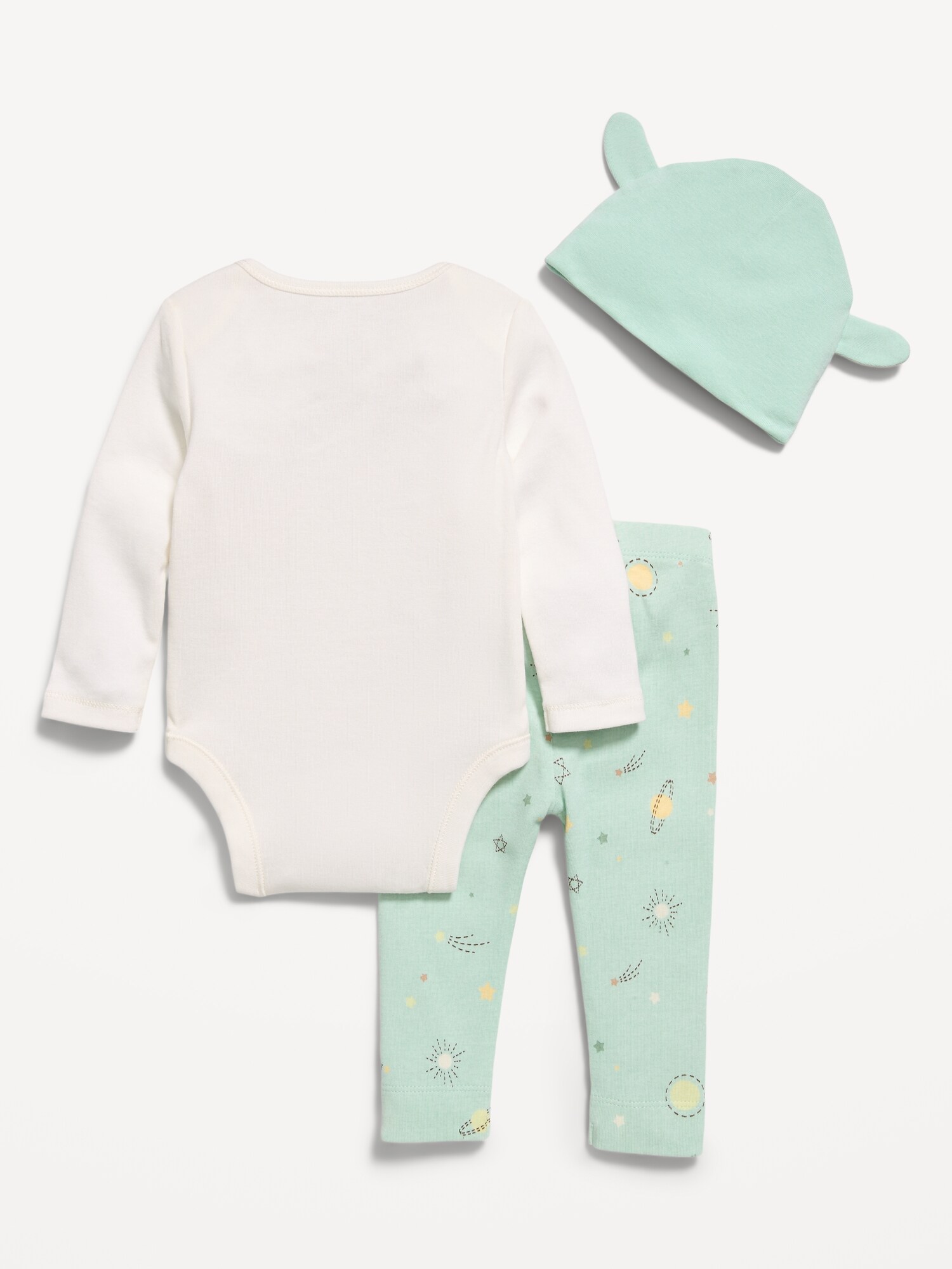 Леггинсы Old Navy Star Wars™ Grogu Bodysuit, Leggings & Beanie 3-Piece для малышей, цвет: Cutest In The Galaxy — фото 3