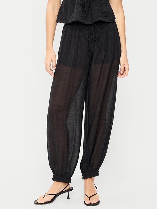 Image number 2 showing, High-Waisted Chiffon Harem Pants