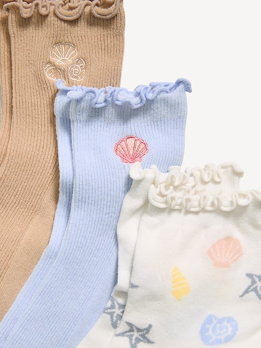 Image number 2 showing, Ruffled Crew Sock 3-Pack for Women