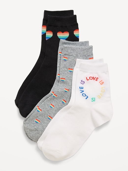 Image number 1 showing, Novelty Quarter Crew Socks 3-Pack for Women