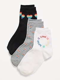 Image number 1 showing, Novelty Quarter Crew Socks 3-Pack for Women