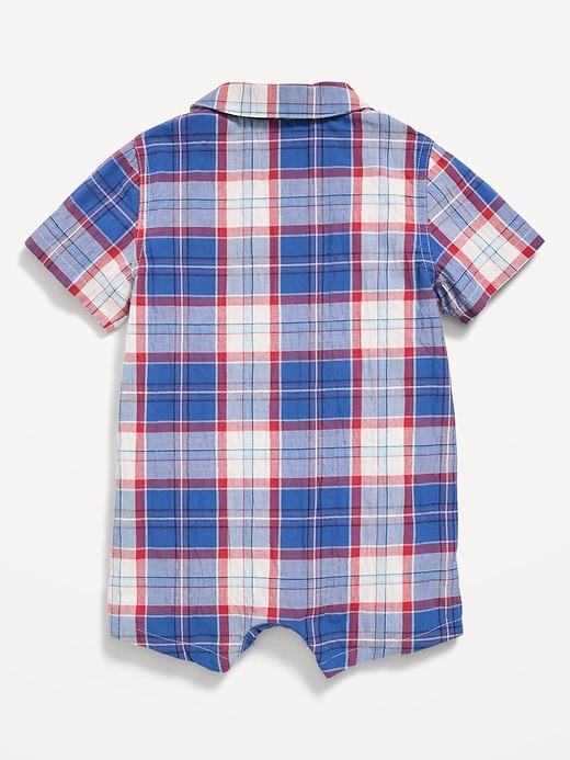 Image number 3 showing, Collared Plaid One-Piece Romper for Baby