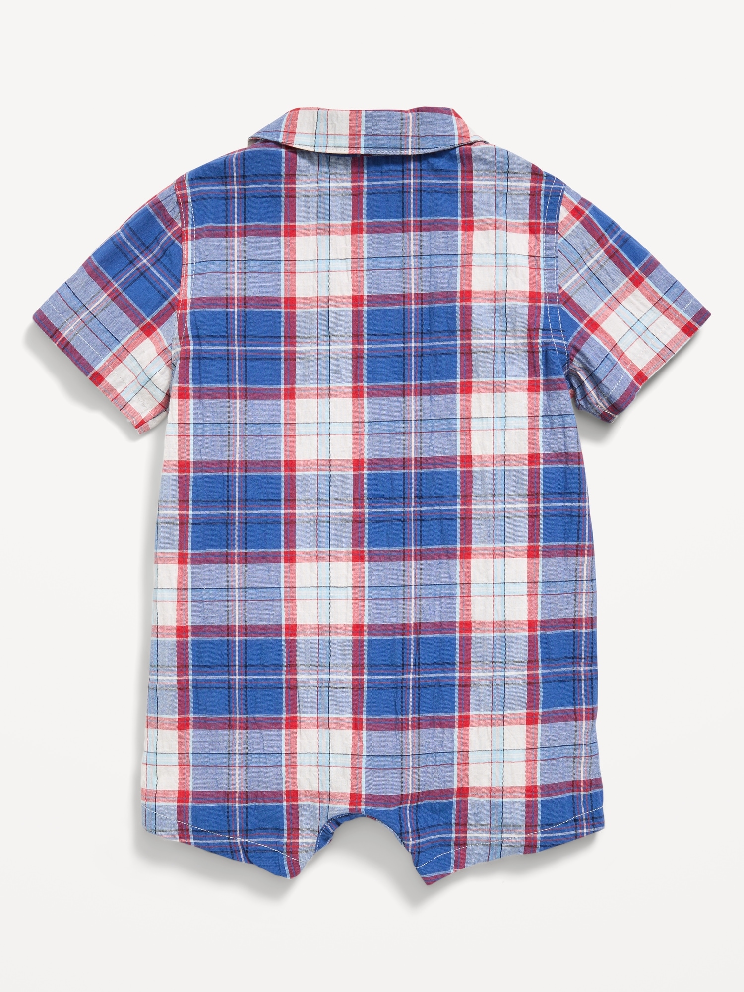 Collared Plaid One-Piece Romper for Baby