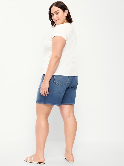 Image number 6 showing, High-Waisted Wow Jean Shorts -- 7-inch inseam
