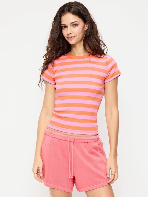 Image number 1 showing, Snug Crew-Neck Ribbed T-Shirt