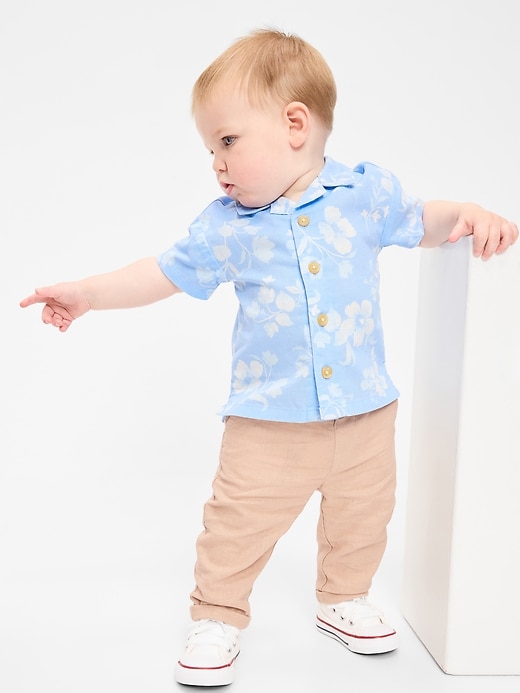 Image number 1 showing, Linen-Blend Pants for Baby
