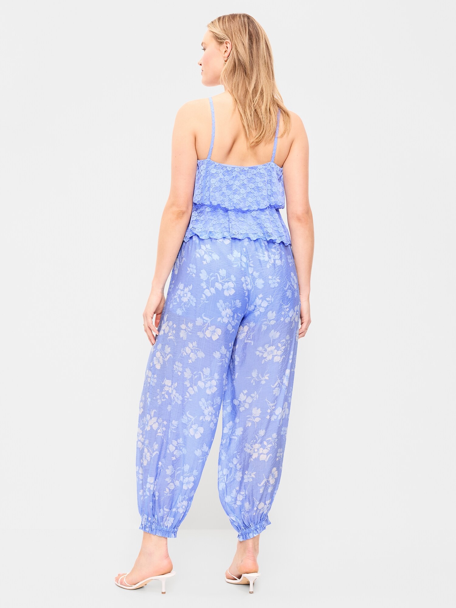 Женские брюки Old Navy High-Waisted Sheer Chiffon Harem, цвет: Синий с принтом — фото 6
