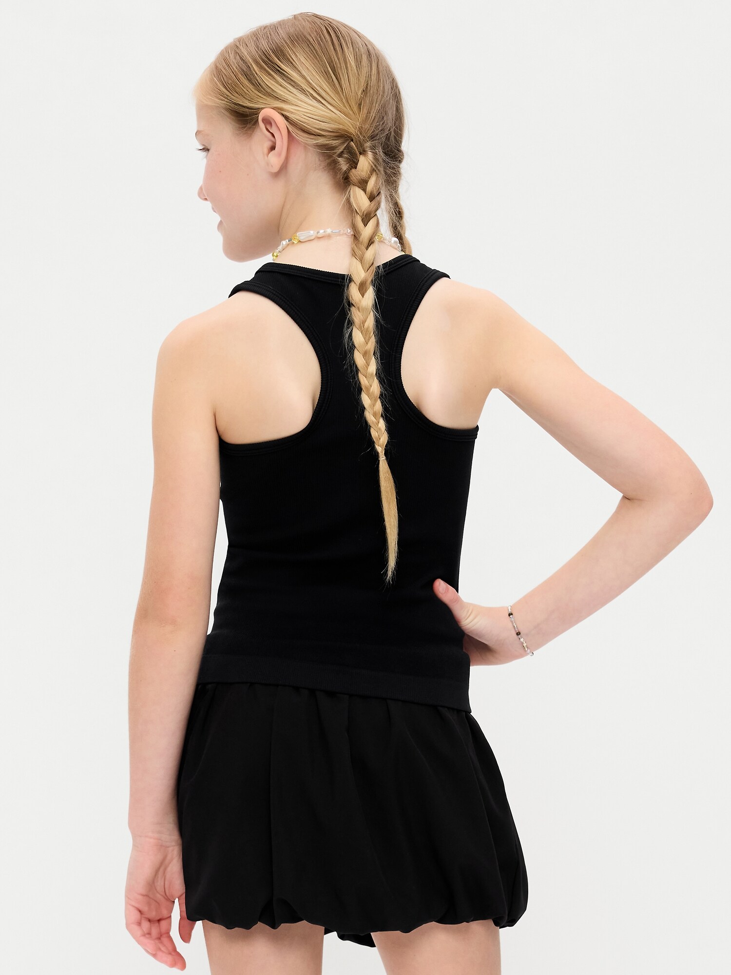 Топ Old Navy Fitted Seamless Ribbed Racerback Performance Top для девочек, цвет: Чёрный — фото 2