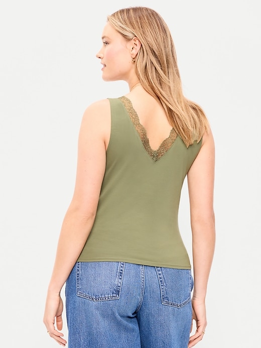 Image number 6 showing, Sleeveless Lace-Trim V-Neck Ribbed Top