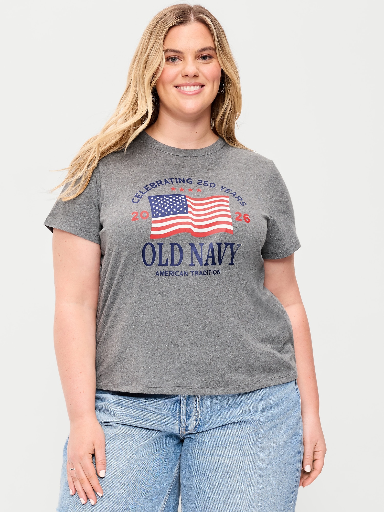 Crew-Neck Flag Graphic T-Shirt
