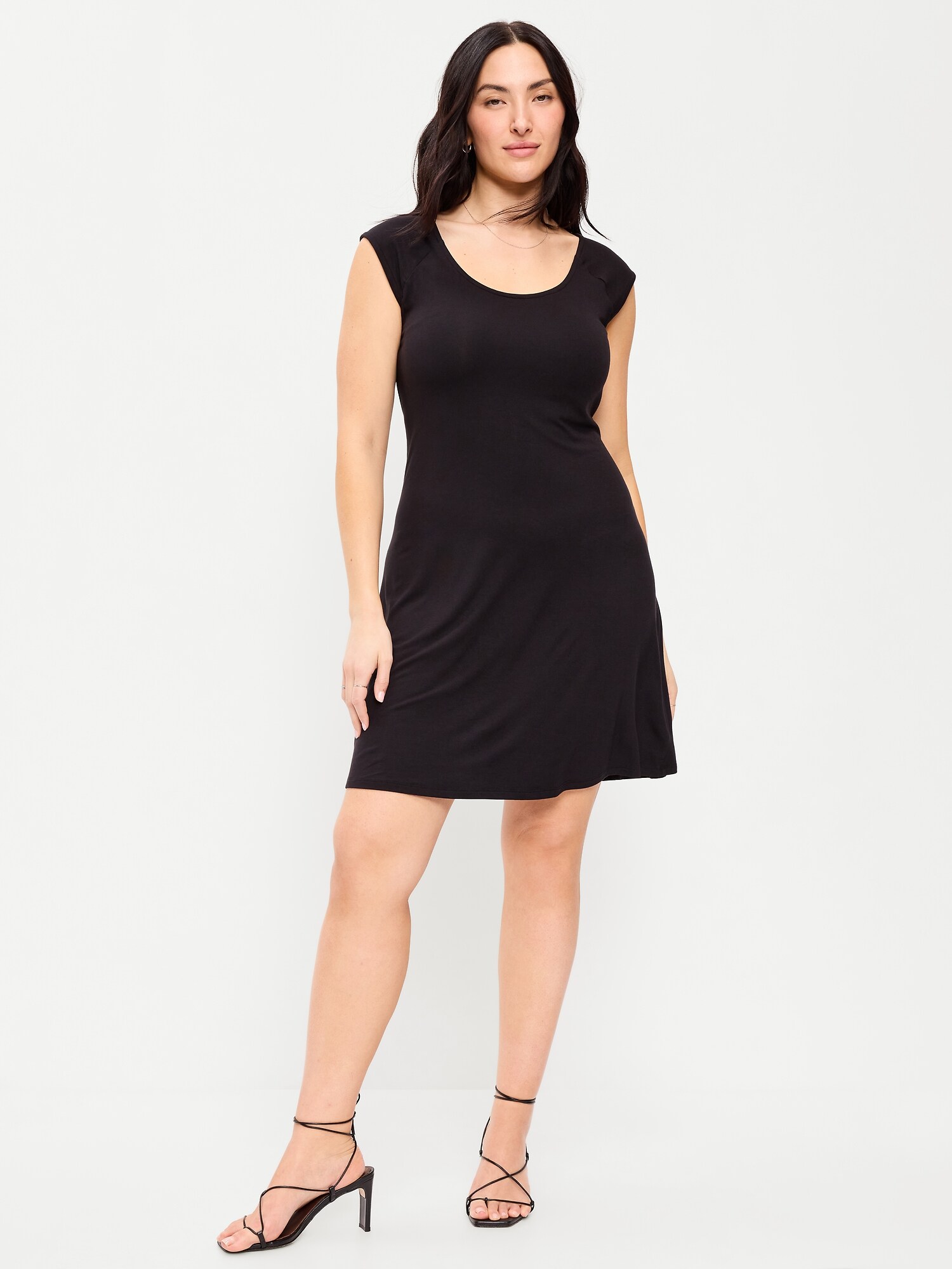 Женское платье Old Navy Short-Sleeve Scoop-Neck Mini, цвет: Чёрный — фото 6