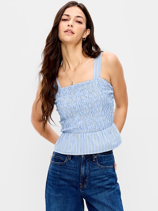 Image number 1 showing, Smocked Peplum Tank Top