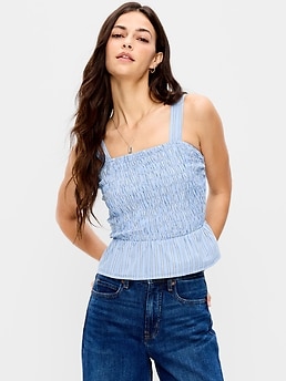Smocked Peplum Tank Top - image 3