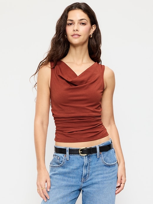 Image number 1 showing, Asymmetrical Side-Cinch Tank Top