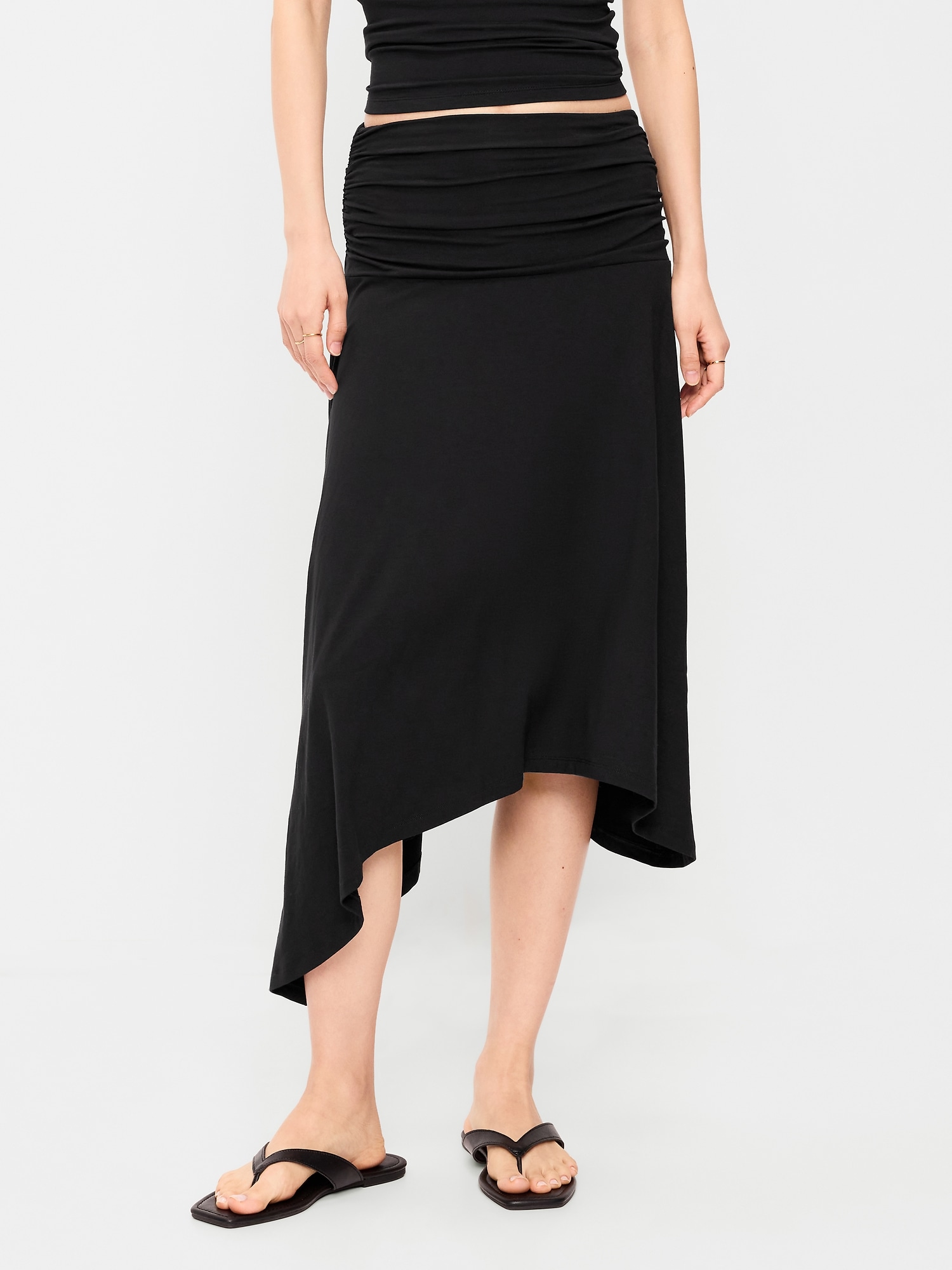 Asymmetrical Draped Midi Skirt