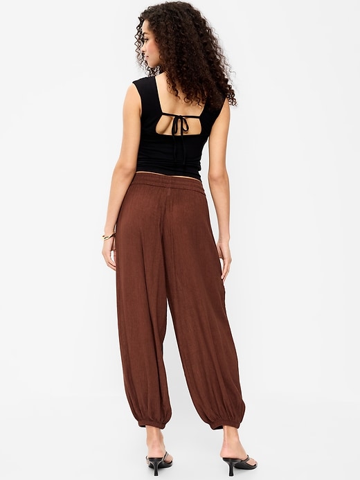 Image number 3 showing, High-Waisted Crinkle Chiffon Harem Pants