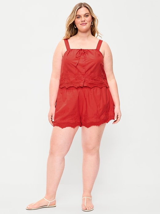 Image number 7 showing, High-Waisted Lace-Trim Shorts