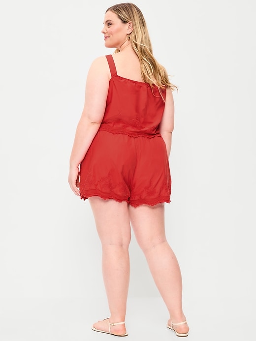 Image number 8 showing, High-Waisted Lace-Trim Shorts