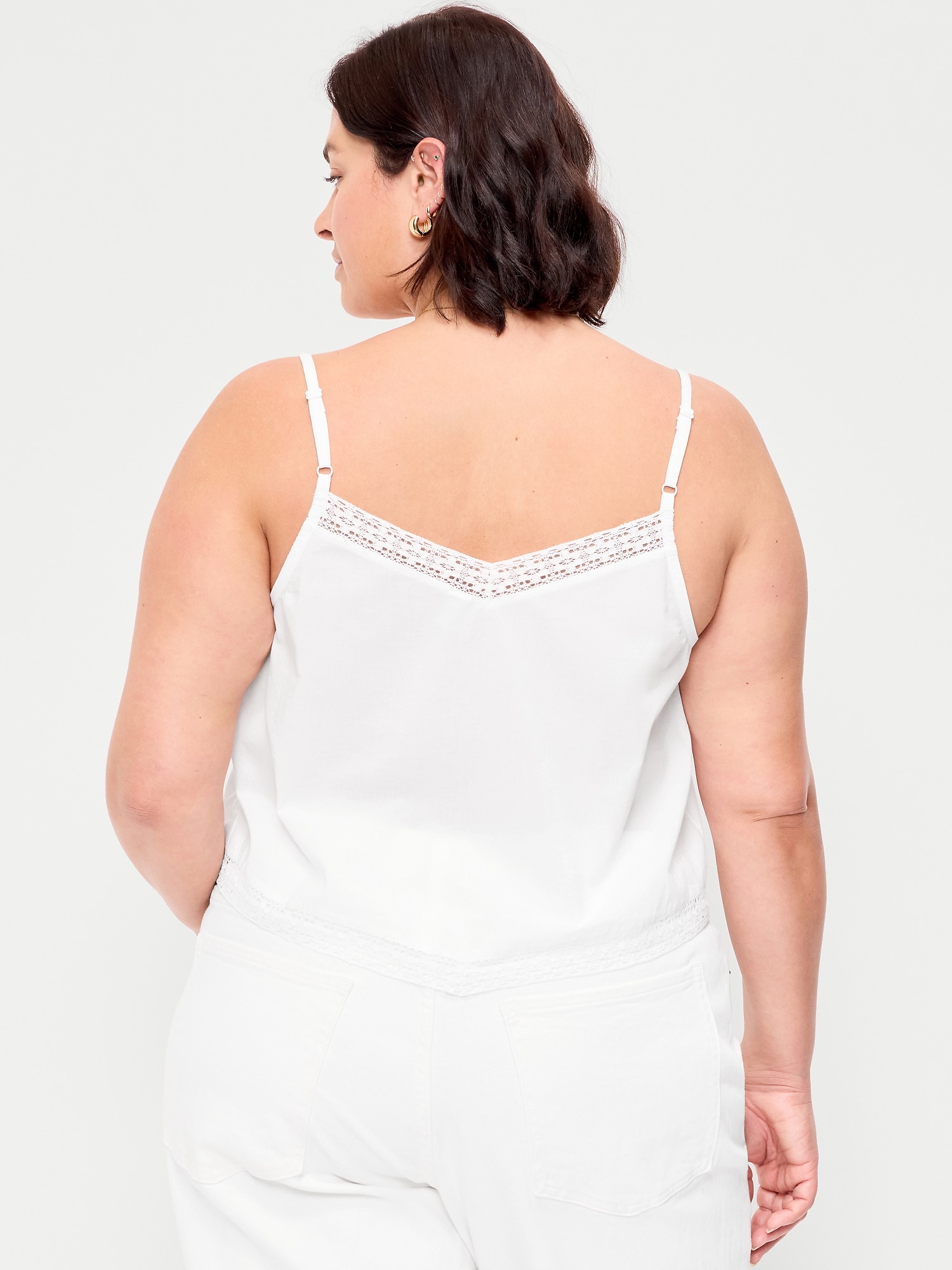 Lace-Trim Scarf Tank Top