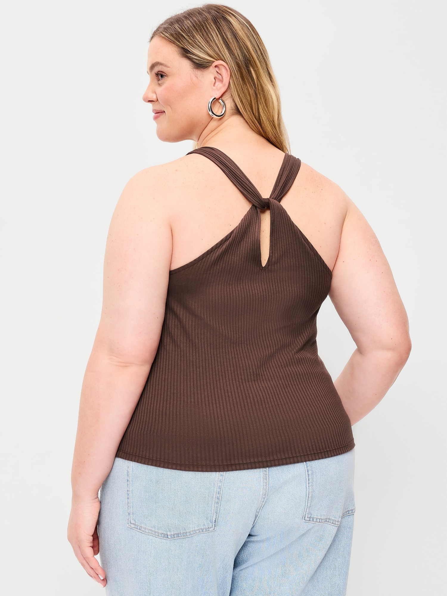 Ribbed Loop-Back Halter Top