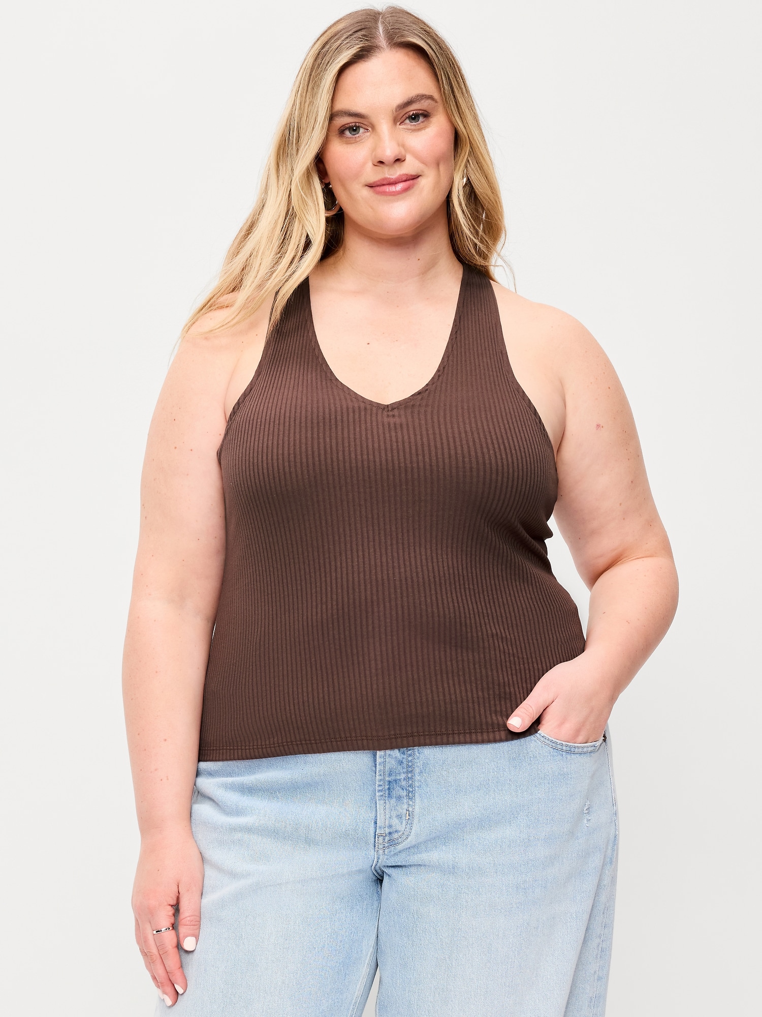 Ribbed Loop-Back Halter Top