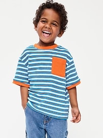 Image number 1 showing, Short-Sleeve Oversized Terry Pocket T-Shirt for Toddler Boys