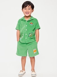 Image number 1 showing, Short-Sleeve Terry Embroidered Shirt and Shorts Set for Toddler Boys