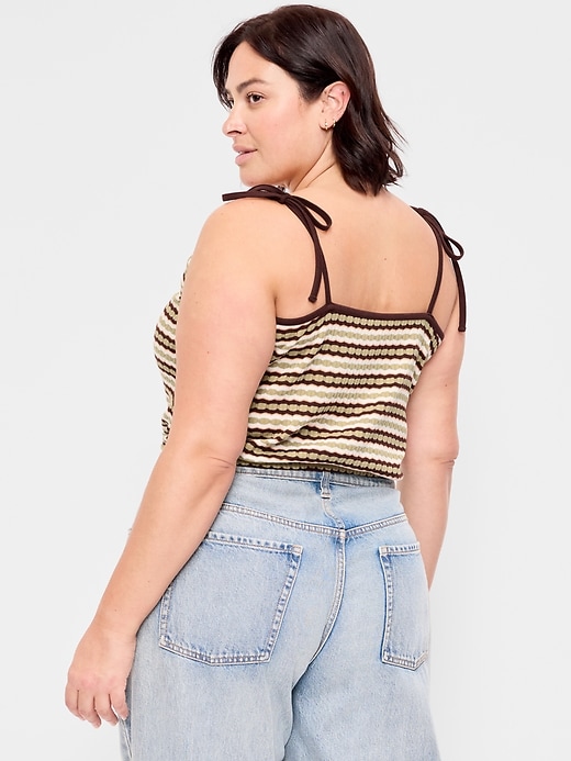 Image number 4 showing, Sleeveless Pointelle Tie-Strap Tank Top
