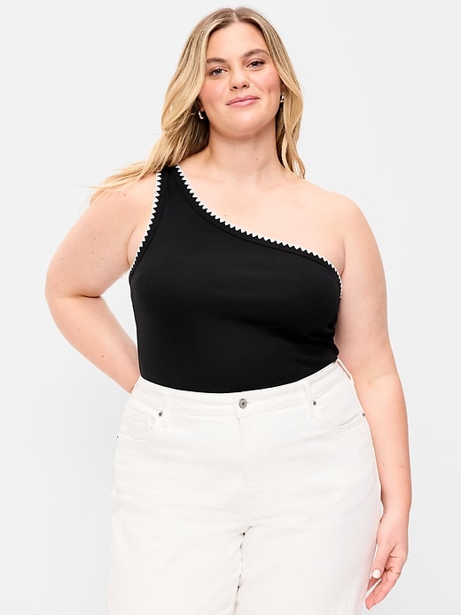 Image number 6 showing, Ribbed One-Shoulder Tank Top