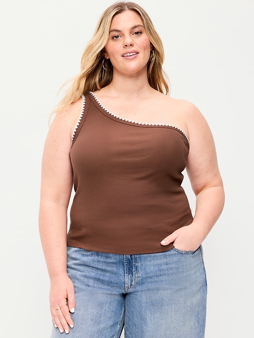Image number 6 showing, Ribbed One-Shoulder Tank Top