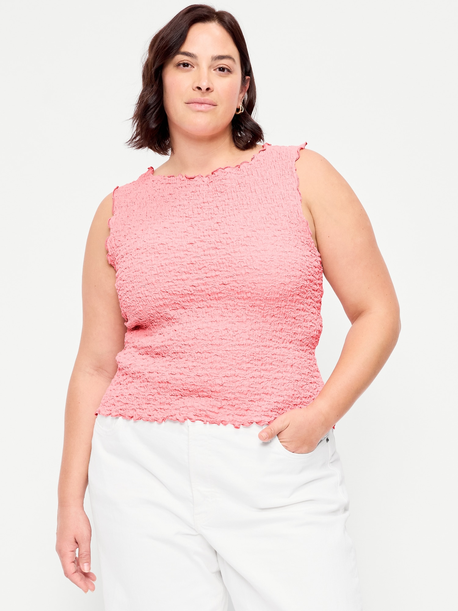Sleeveless Smocked Tank Top