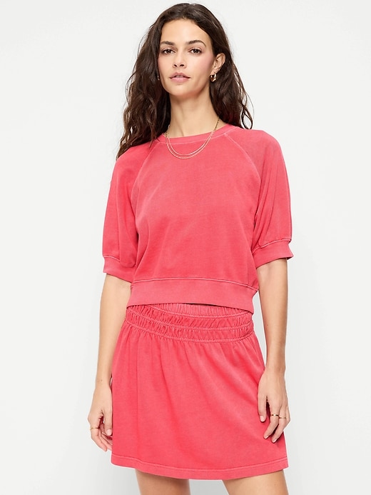 Image number 1 showing, Short-Sleeve Cropped Raglan Sweatshirt