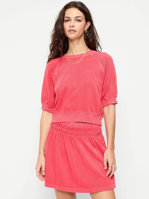 Short-Sleeve Cropped Raglan Sweatshirt