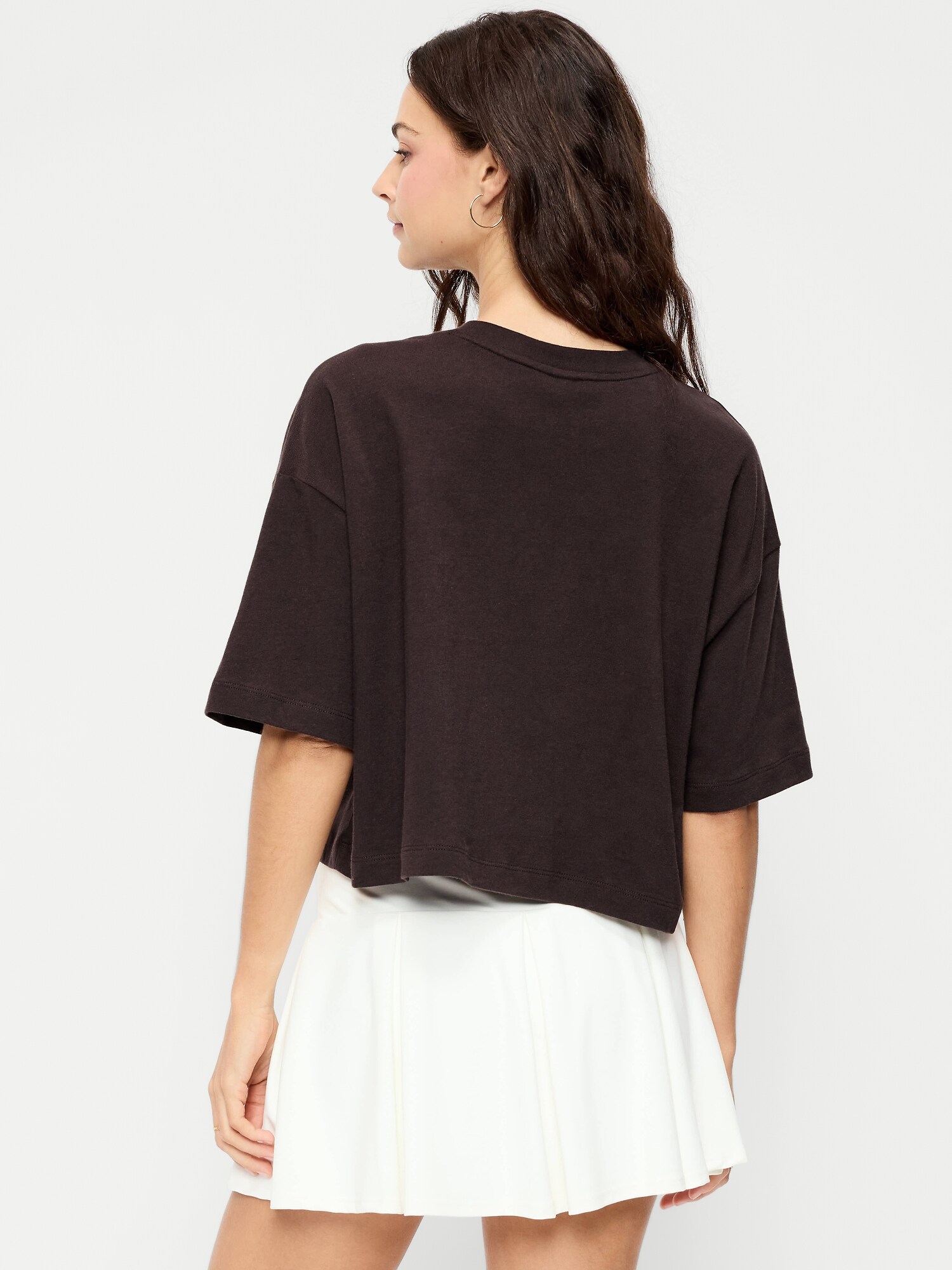 Женская футболка Old Navy Vintage Crew-Neck Oversized Crop T-Shirt, цвет: Чёрный кофейный — фото 2